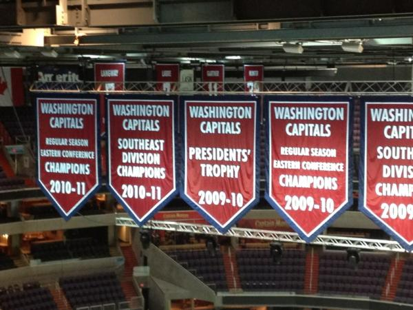 Championship banners hung in the rafters