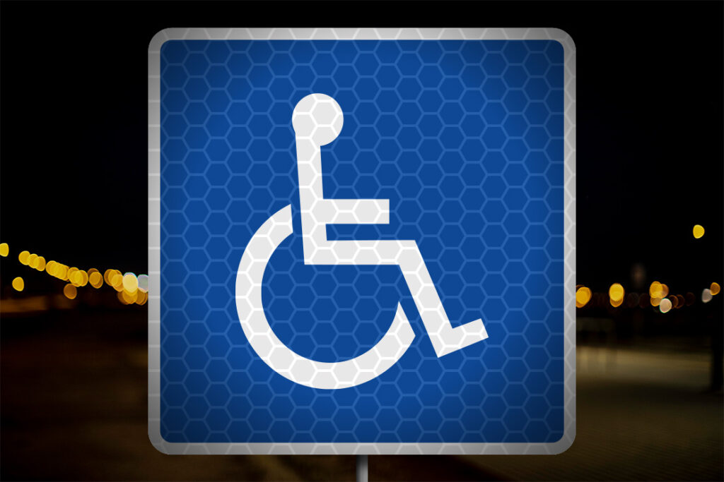 reflective handicapped sign