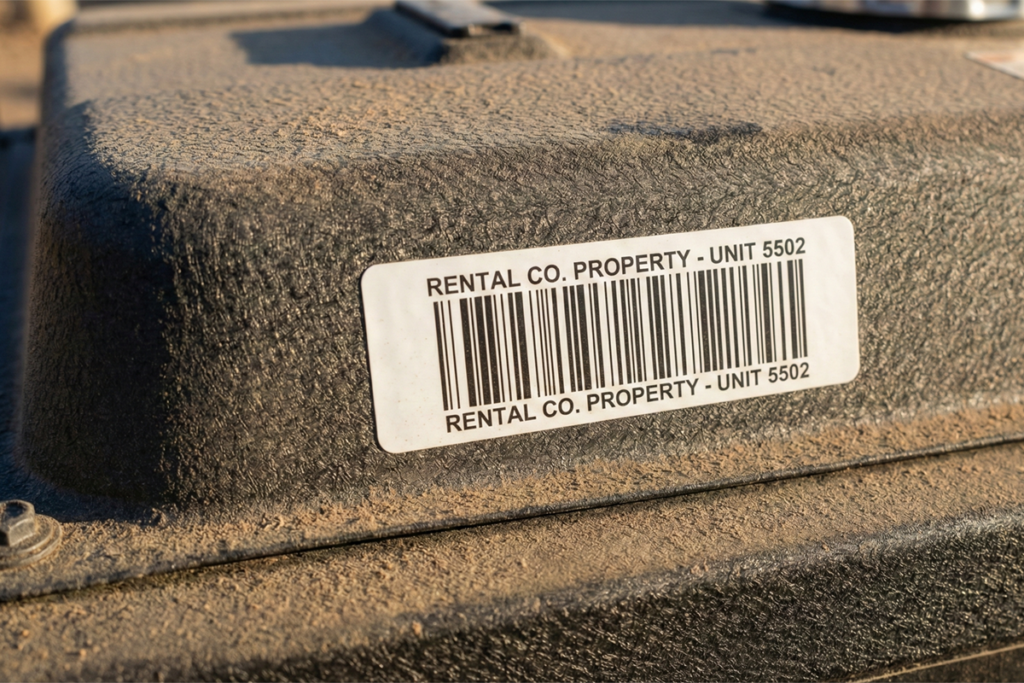 high-tack vinyl sticker on a rental pressure washer