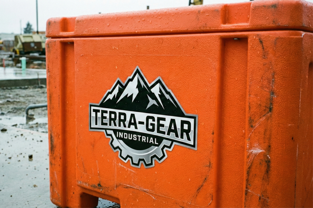 high-tack vinyl sticker on a rough-plastic toolbox