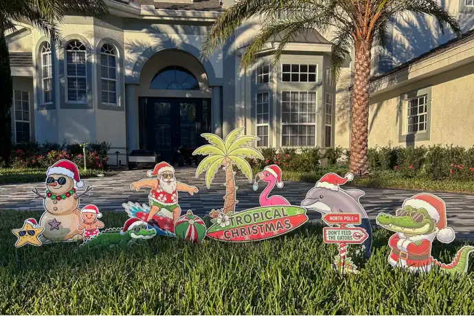 Tropical Christmas Yard Sign Kit - Ready To Ship