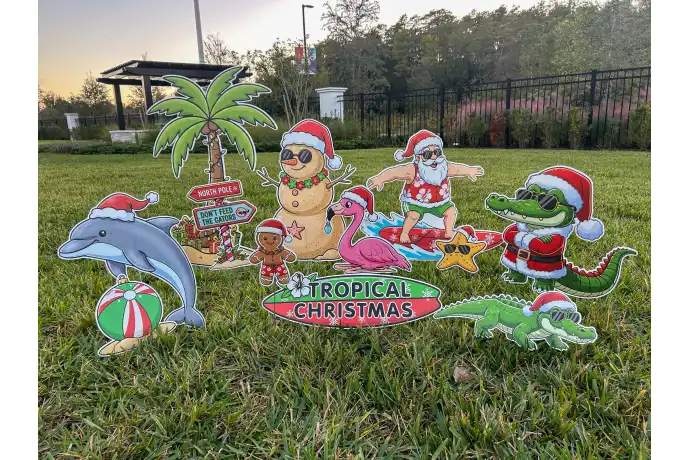 Tropical Christmas Yard Sign Kit - Ready To Ship