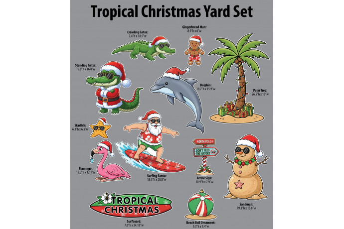 Tropical Christmas Yard Sign Kit - Ready To Ship