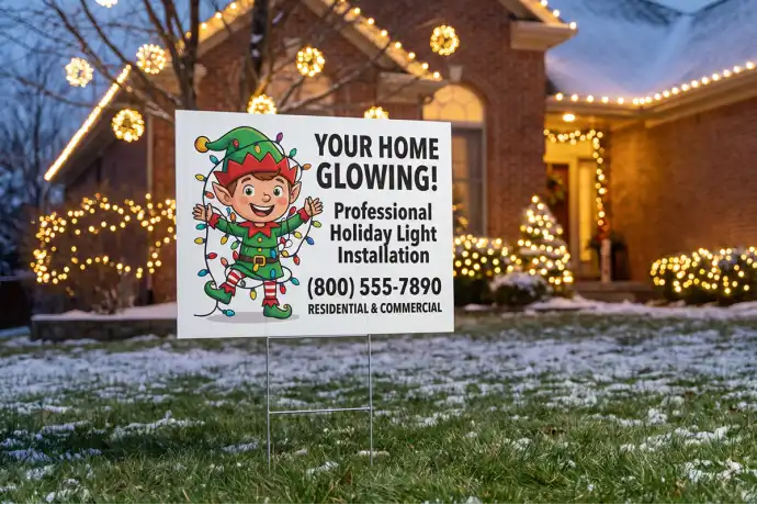 Holiday Light Installation Yard Signs