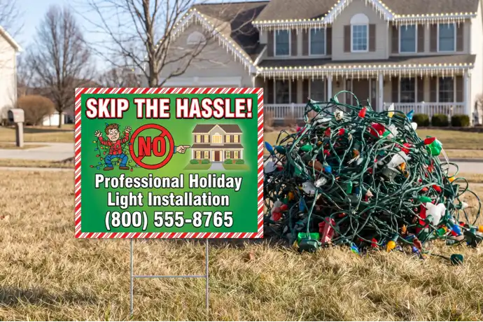 Holiday Light Installation Yard Signs