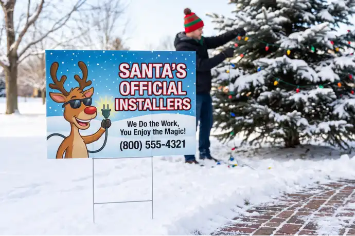 Holiday Light Installation Yard Signs