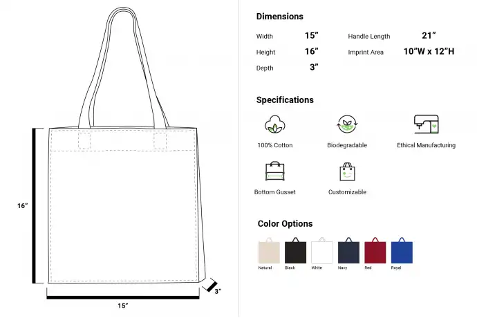 High Quality Heavy Duty Canvas Medium Sized Tote With Gusset