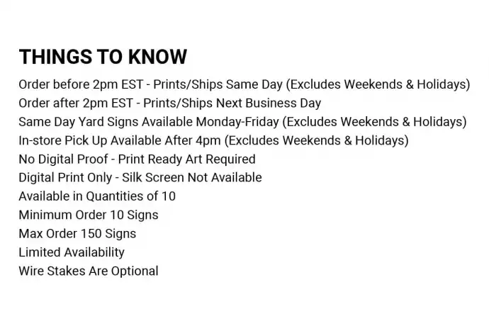 10 Pack Same Day Yard Signs - 24x18