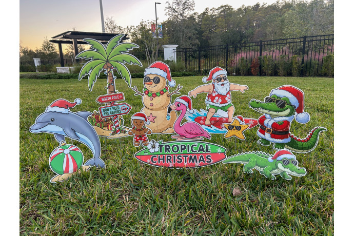 Tropical Christmas Yard Sign Kit - Ready To Ship